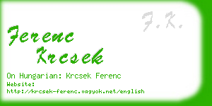 ferenc krcsek business card